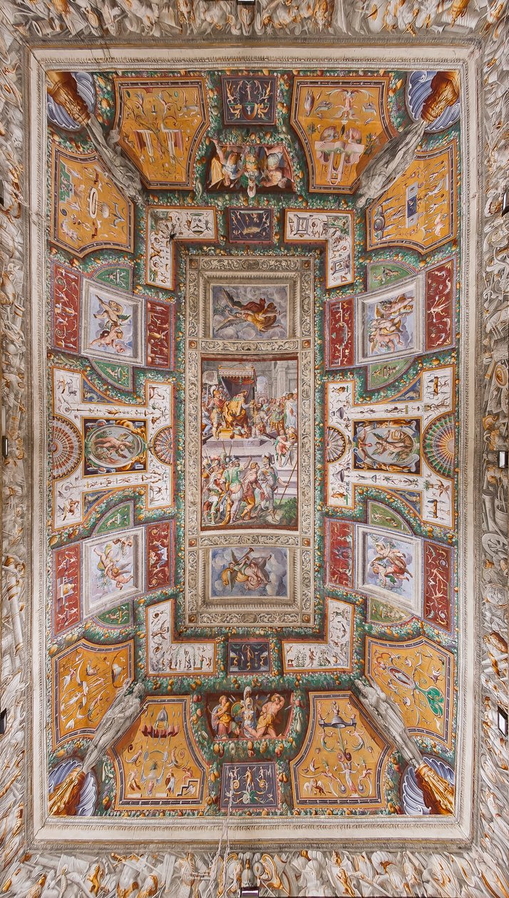 Decke der Sala delle Gesta Rossiane, Rocca dei Rossi, San Secondo, Parma, Italien, ca. 1570 von Cesare and Jacopo Bertoia and others Baglione