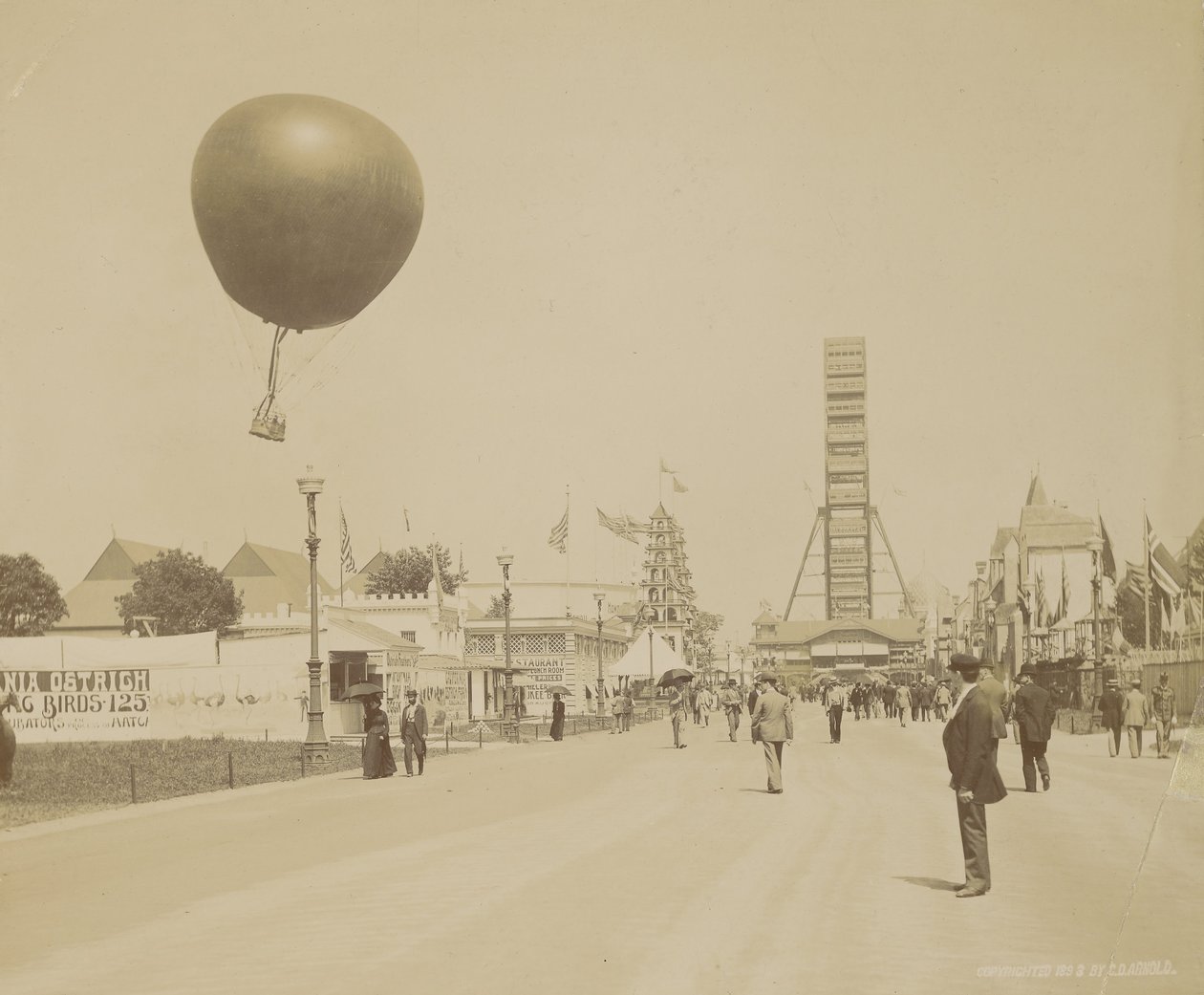 Gefangener Ballon und Riesenrad, Weltausstellung in Chicago von Charles Dudley Arnold