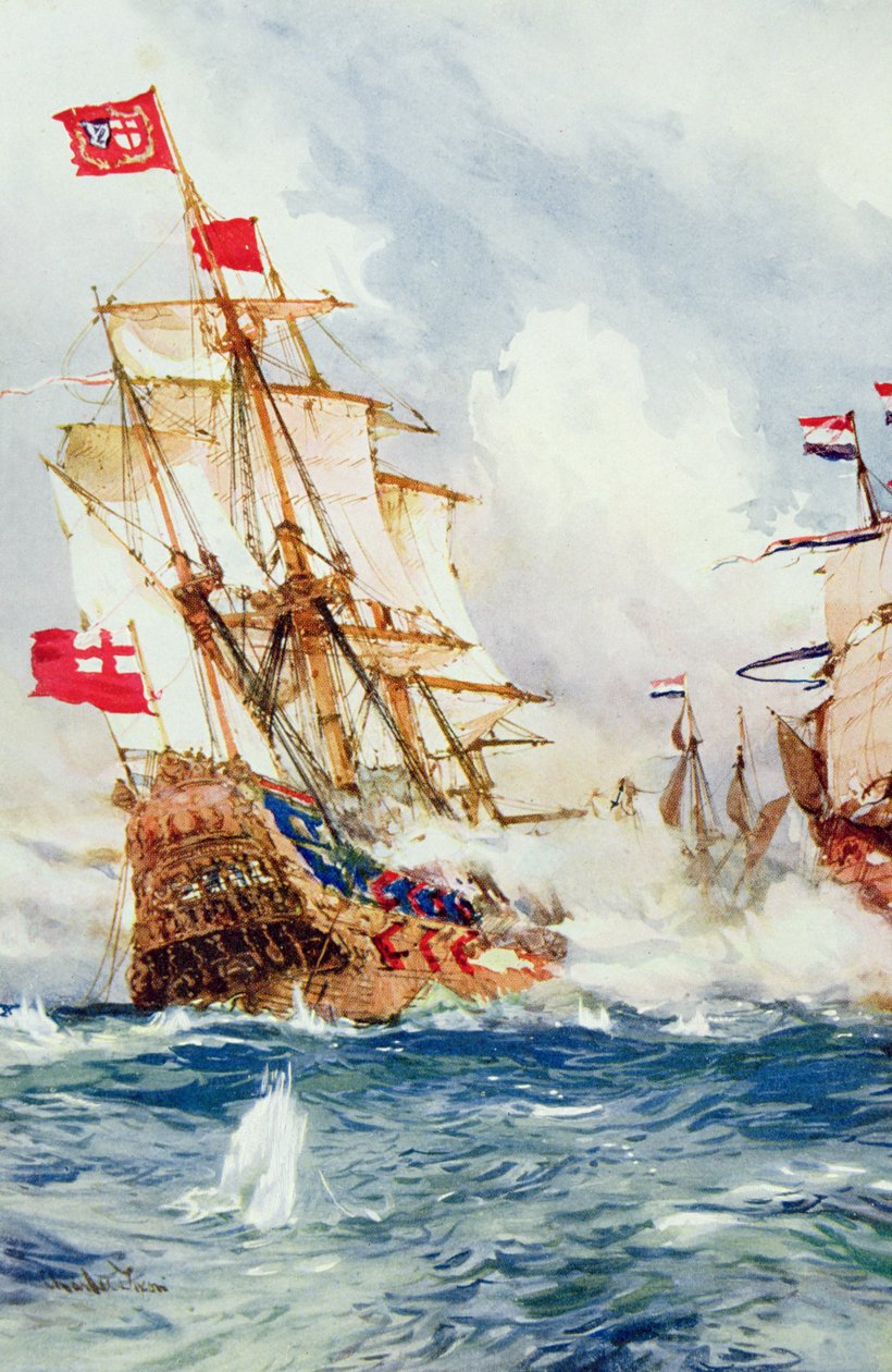 Als Blake die Meere fegte: Eine Schlacht zwischen Admiral Blake und Van Tromp, Illustration aus 