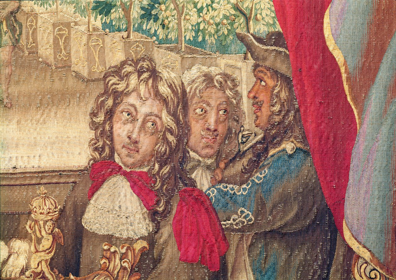 Drei Personen, aus dem Monat Januar Wandteppich (Detail) von Charles Le Brun