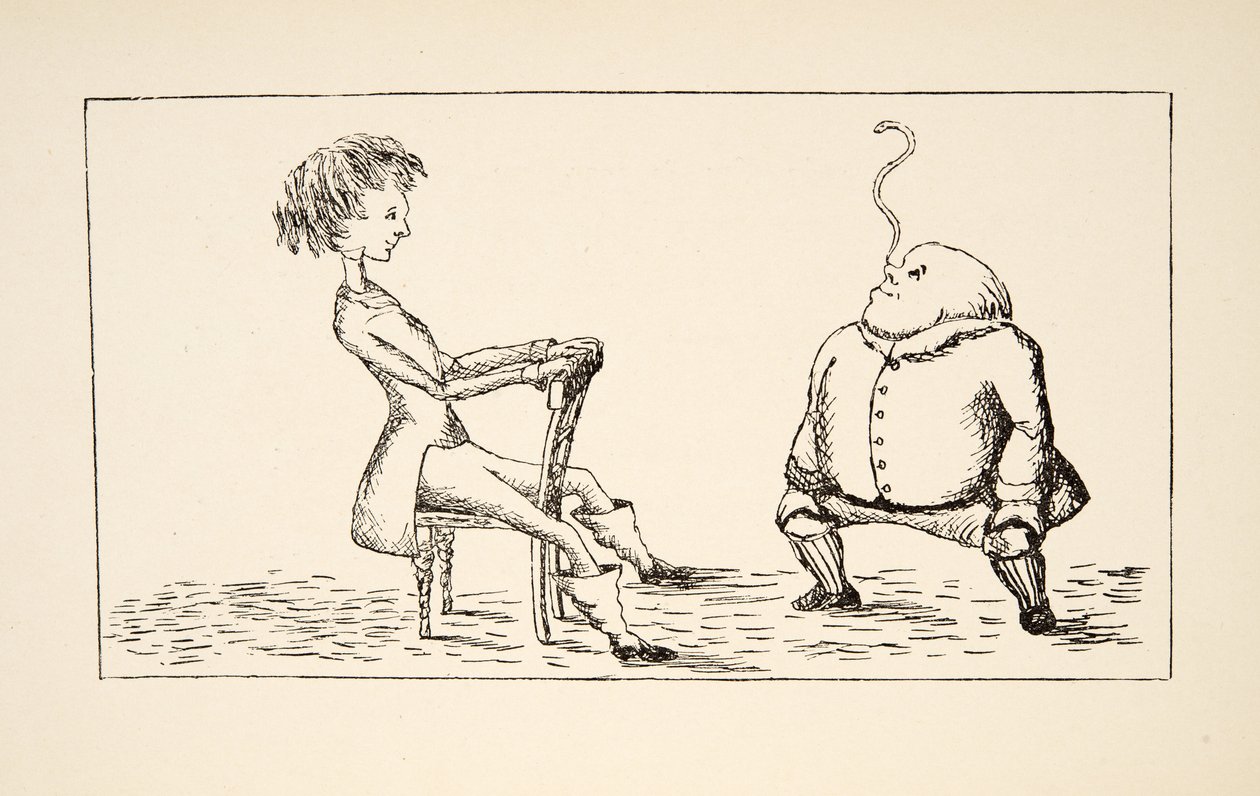 Vater William balanciert einen Aal auf seiner Nase, Illustration aus Alice unter der Erde, veröffentlicht 1886 von Charles Lutwidge Dodgson