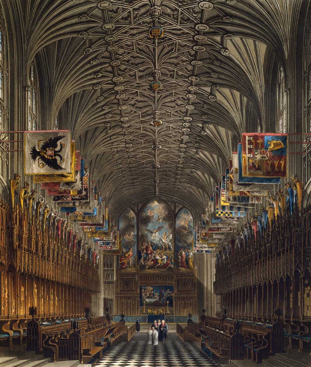 Chor der St. Georgs-Kapelle im Windsor Castle von Charles (after) Wild