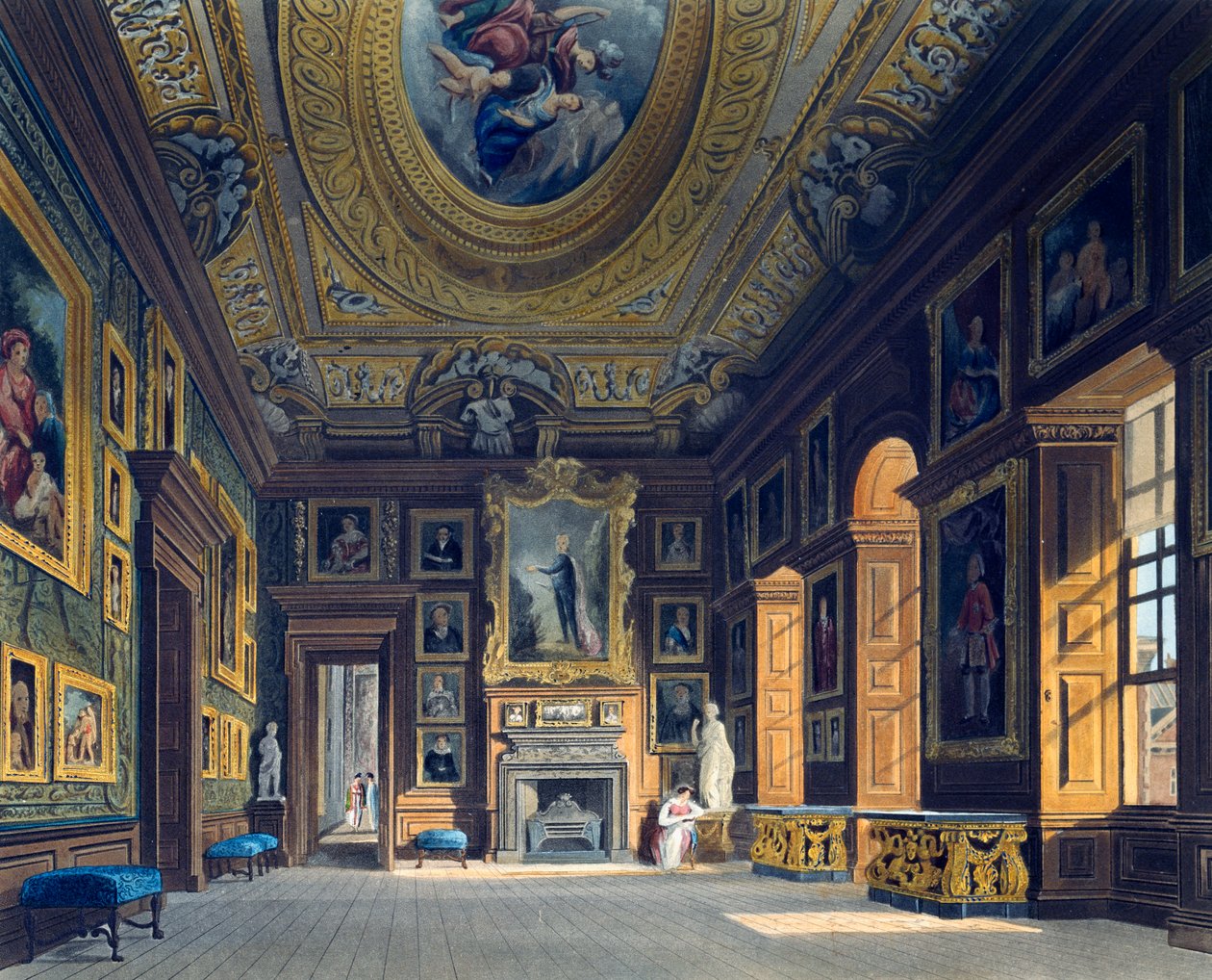 Salon von Königin Caroline, aus Die Geschichte der königlichen Residenzen von Charles (after) Wild