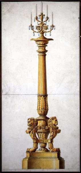 Design für einen neoklassischen Kandelaber, ca. 1820 von Charles (attr. to) Percier