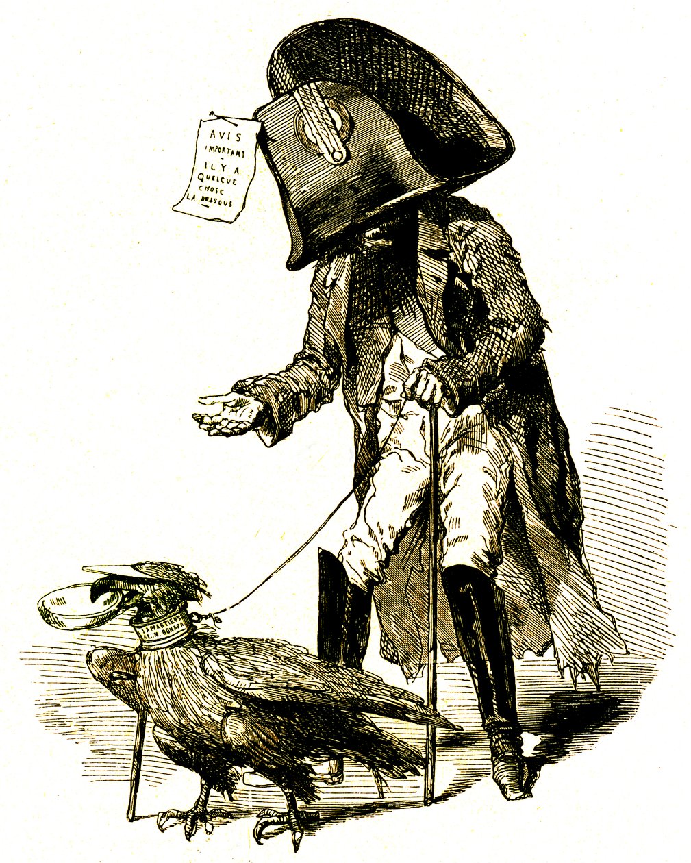 Blinder Napoleon III von einem Adler getroffen, bittet um "ein kleines Imperium bitte!" von Charles Albert d