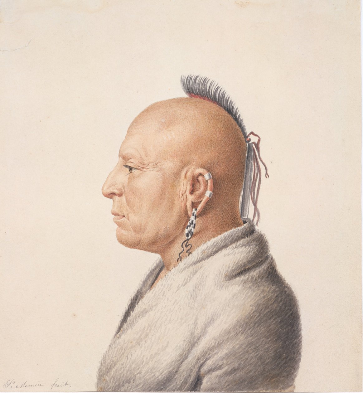 Osage-Krieger, 1805-7 von Charles Balthazar Julien Févret de Saint Mémin