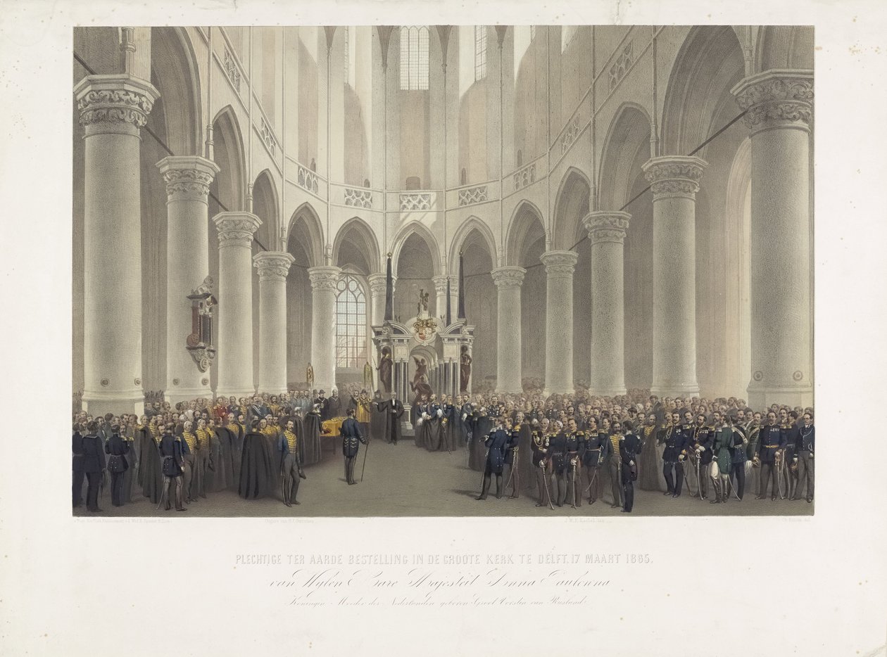 Feierliche Beisetzung in der Großen Kirche in Delft, 17. März 1865, von Ihrer Majestät Anna Paulowna Königin-Mutter der Niederlande, geboren Großfürstin von Russland von Charles Billoin
