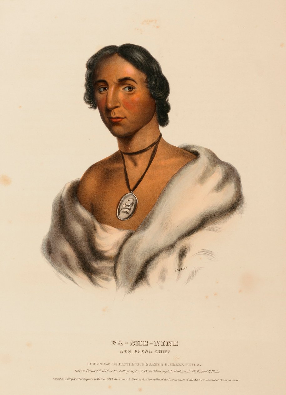 PA-SHE-NINE. Ein Chippewa-Häuptling, aus der Geschichte der Indianerstämme Nordamerikas von Charles Bird King