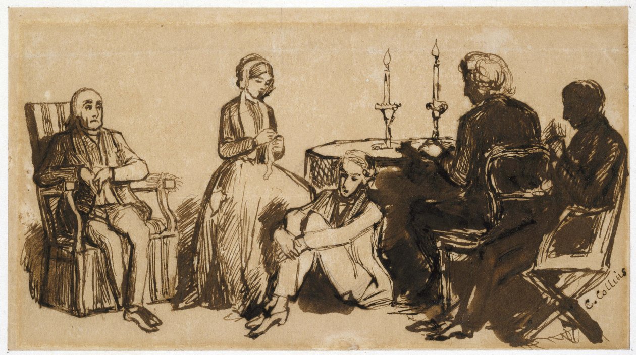 Ein Abend im Haus der Combes, 1850-51 von Charles Collins