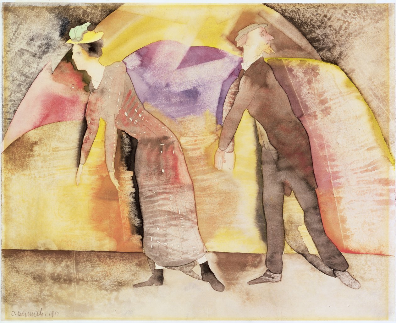 Vaudeville - Frau und Mann auf der Bühne, 1917 von Charles Demuth