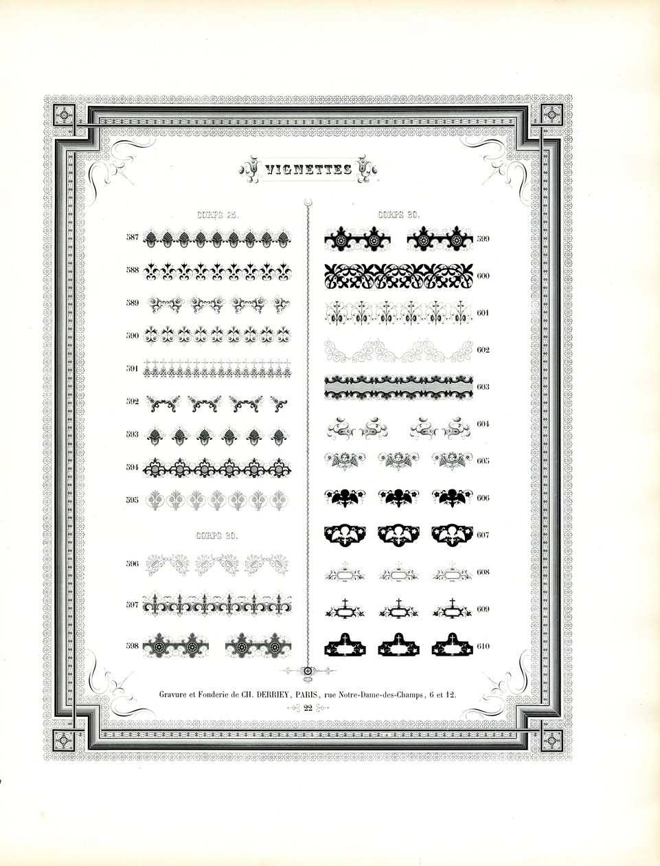 Ornamentale dekorative Rahmen und Elemente von Charles Derriey
