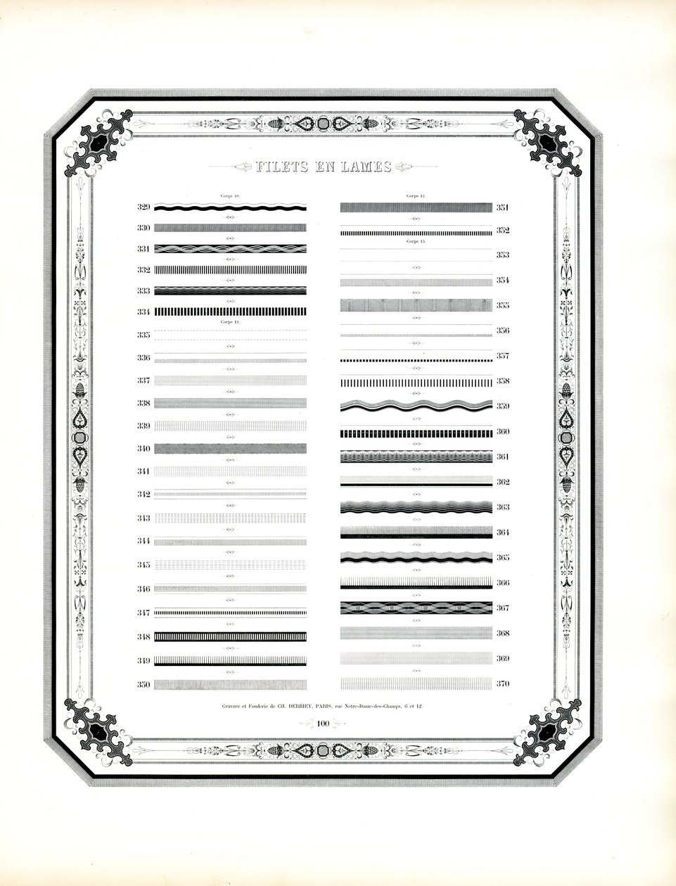 Typografische Linienelemente von Charles Derriey