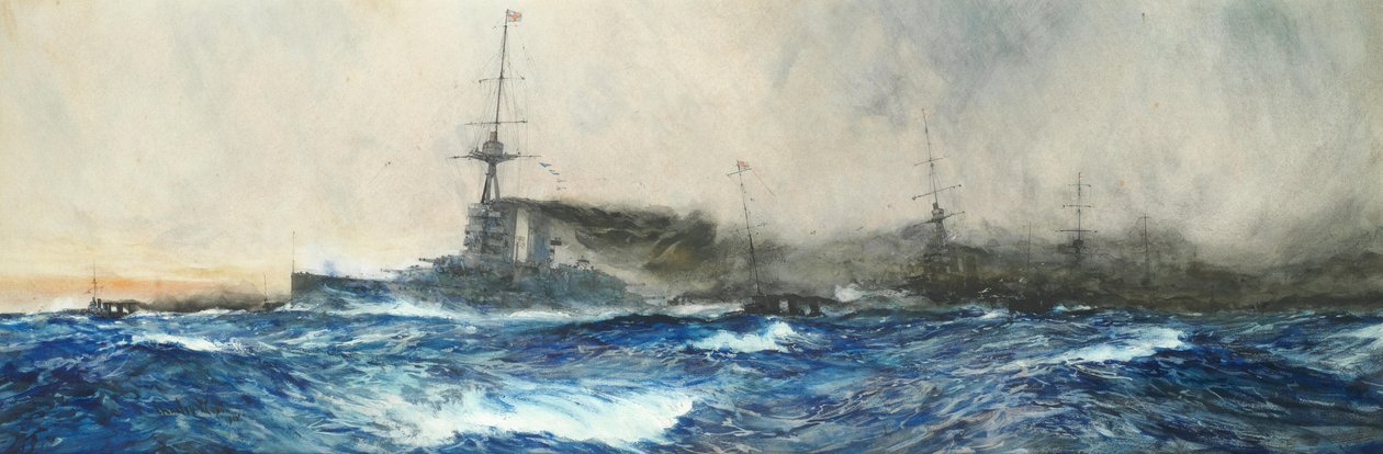 HMS Iron Duke führt andere Großkampfschiffe der Flotte an von Charles Dixon