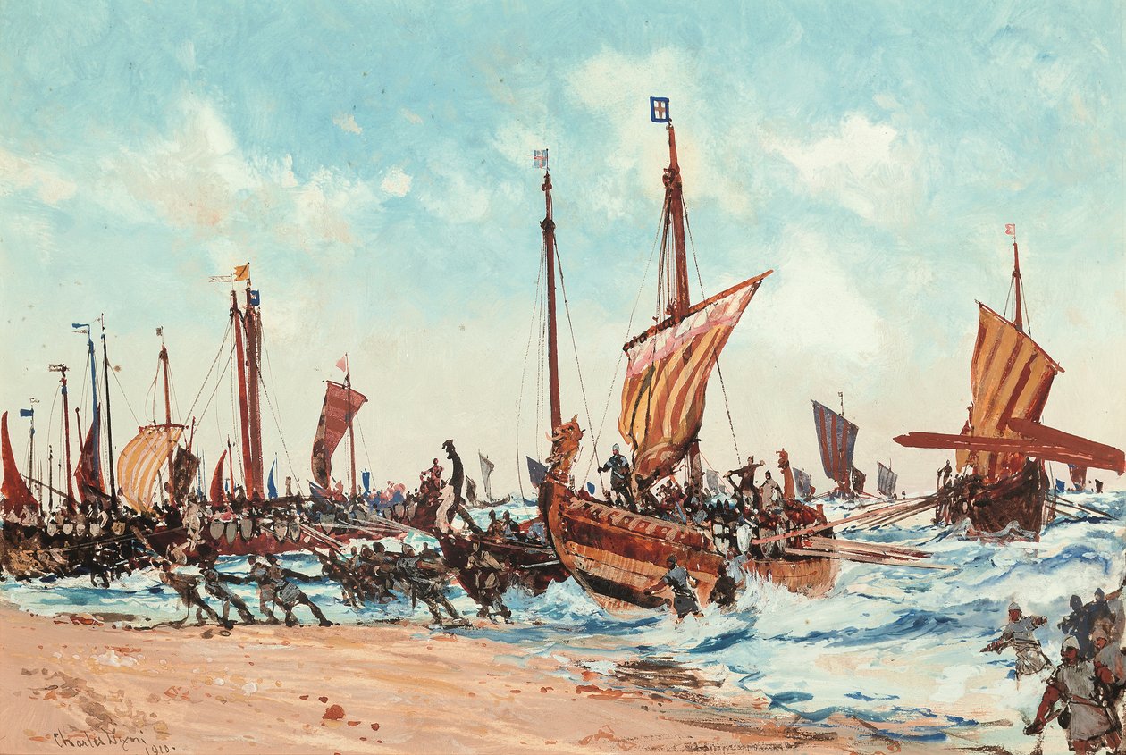 Die Landung von Wilhelm dem Eroberer in Hastings am 28. September 1066 von Charles Edward Dixon