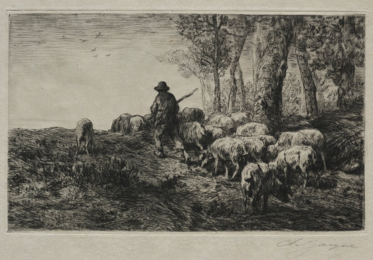 Eine Schweineherde von Charles Emile Jacque