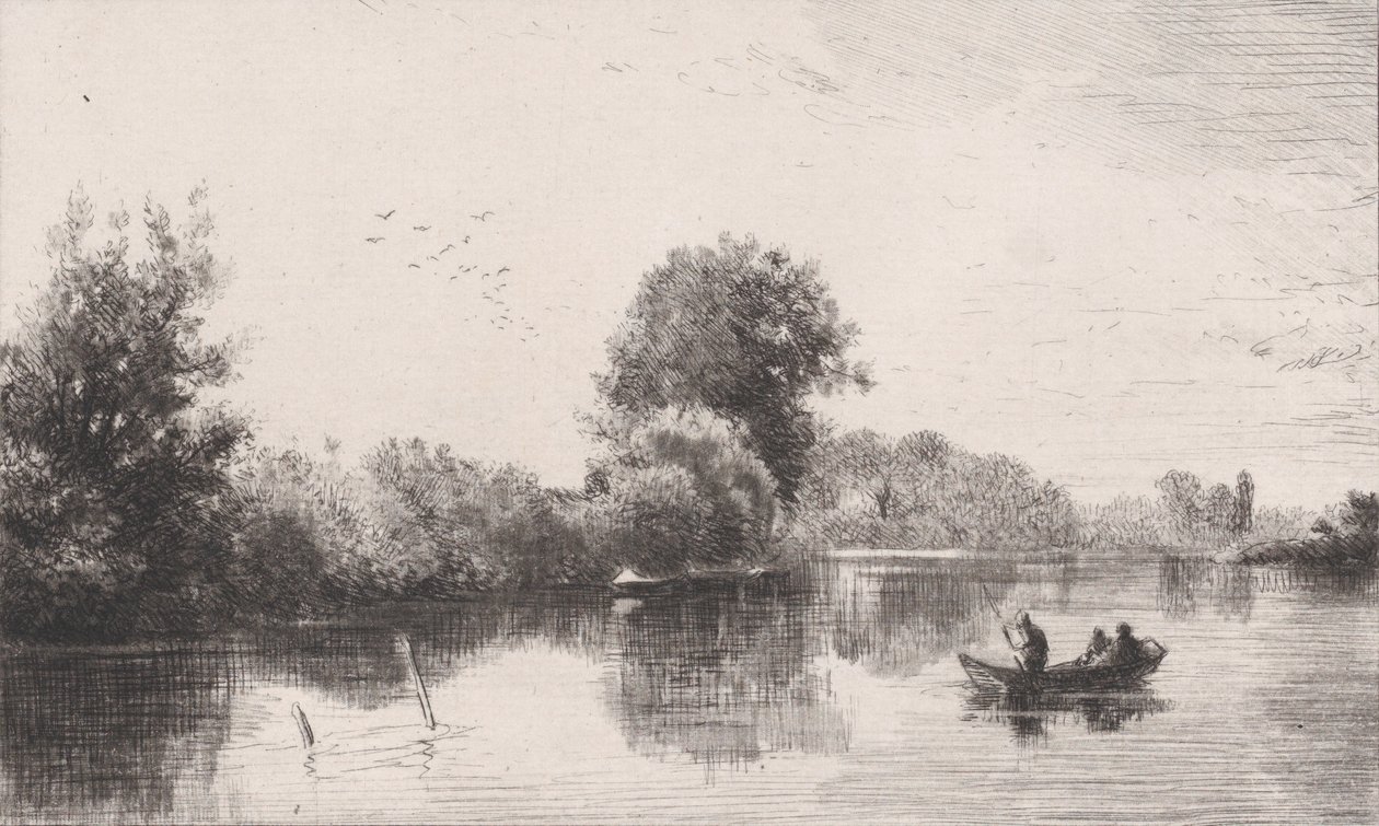 Ufer der Marne, ca. 1862 von Charles Emile Jacque