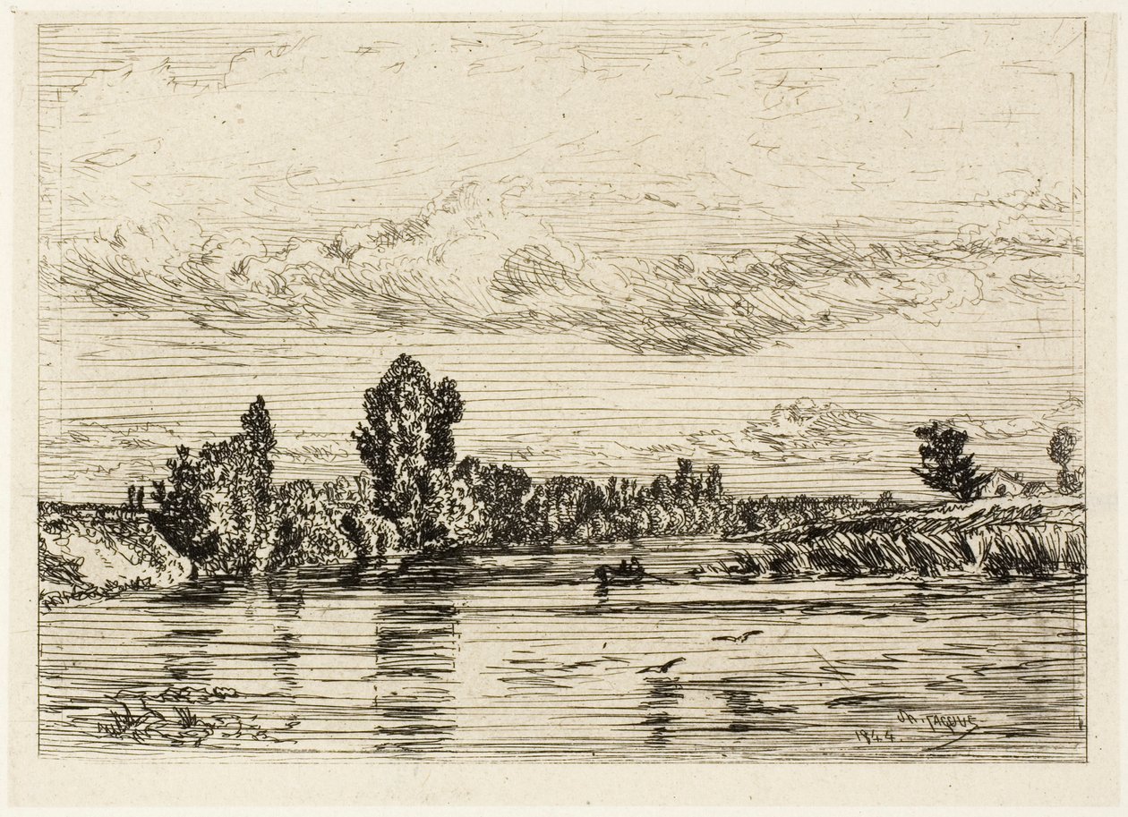 Landschaft bei Asnières von Charles Emile Jacque