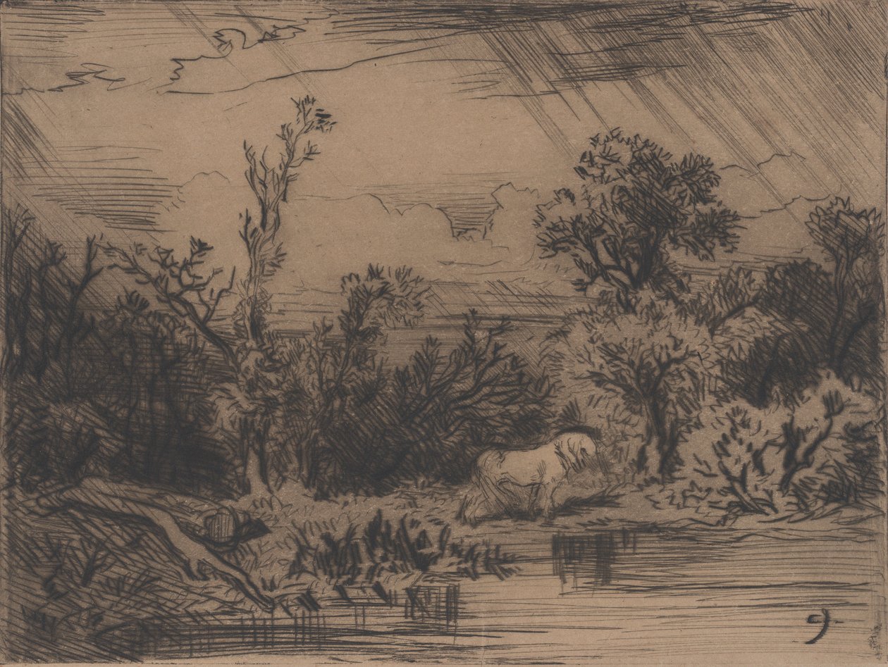 Landschaft mit Gewitter, 1848 von Charles Emile Jacque