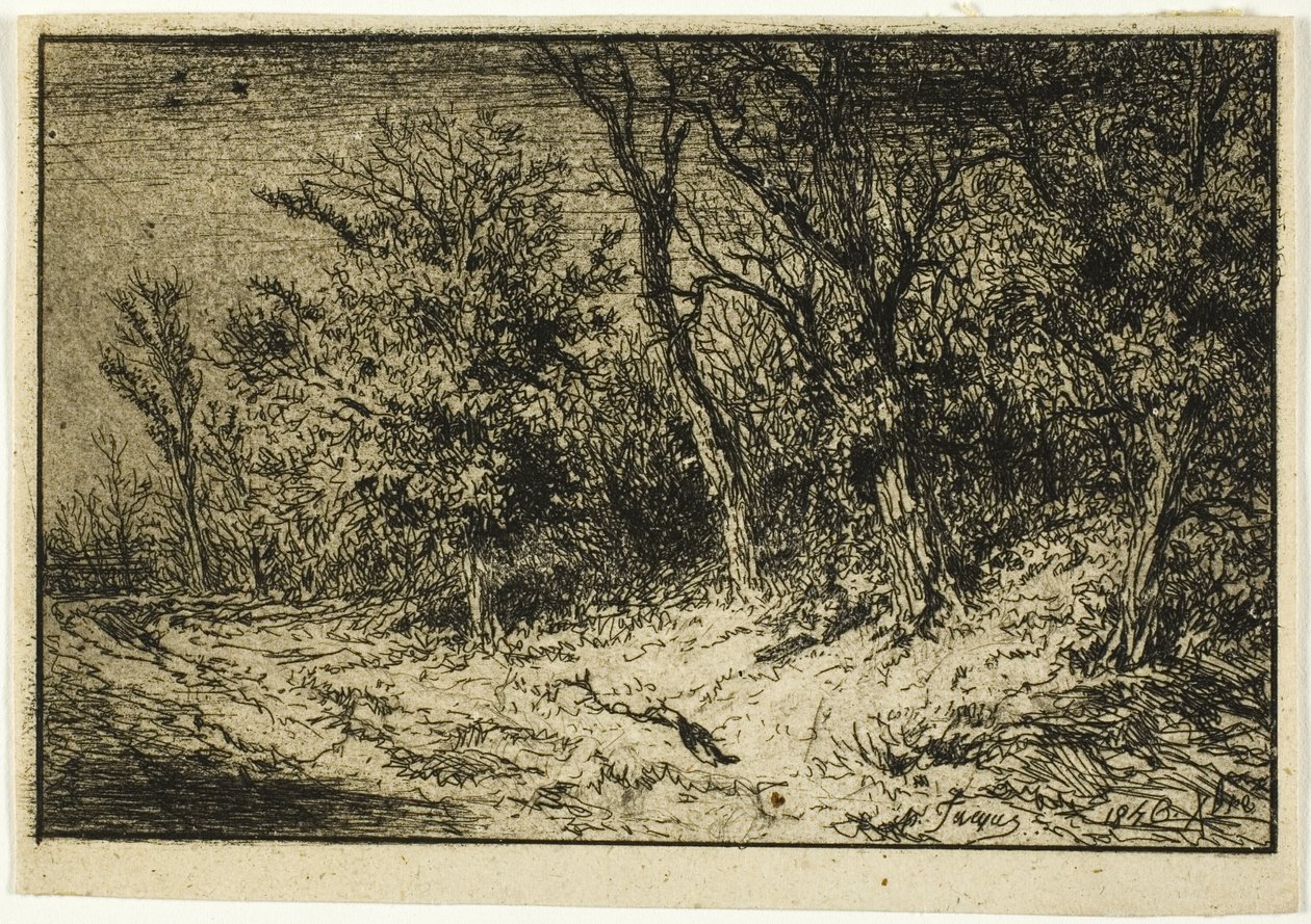 Straße am Waldrand von Charles Emile Jacque