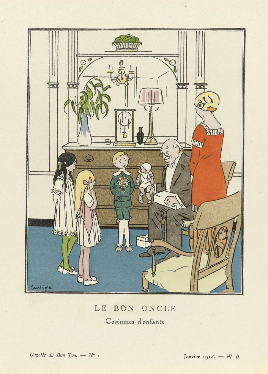 Le Bon Oncle. Kinderkostüme aus La Gazette du Bon Ton, veröffentlicht 1914 von Charles Emile called Carlegle Egli