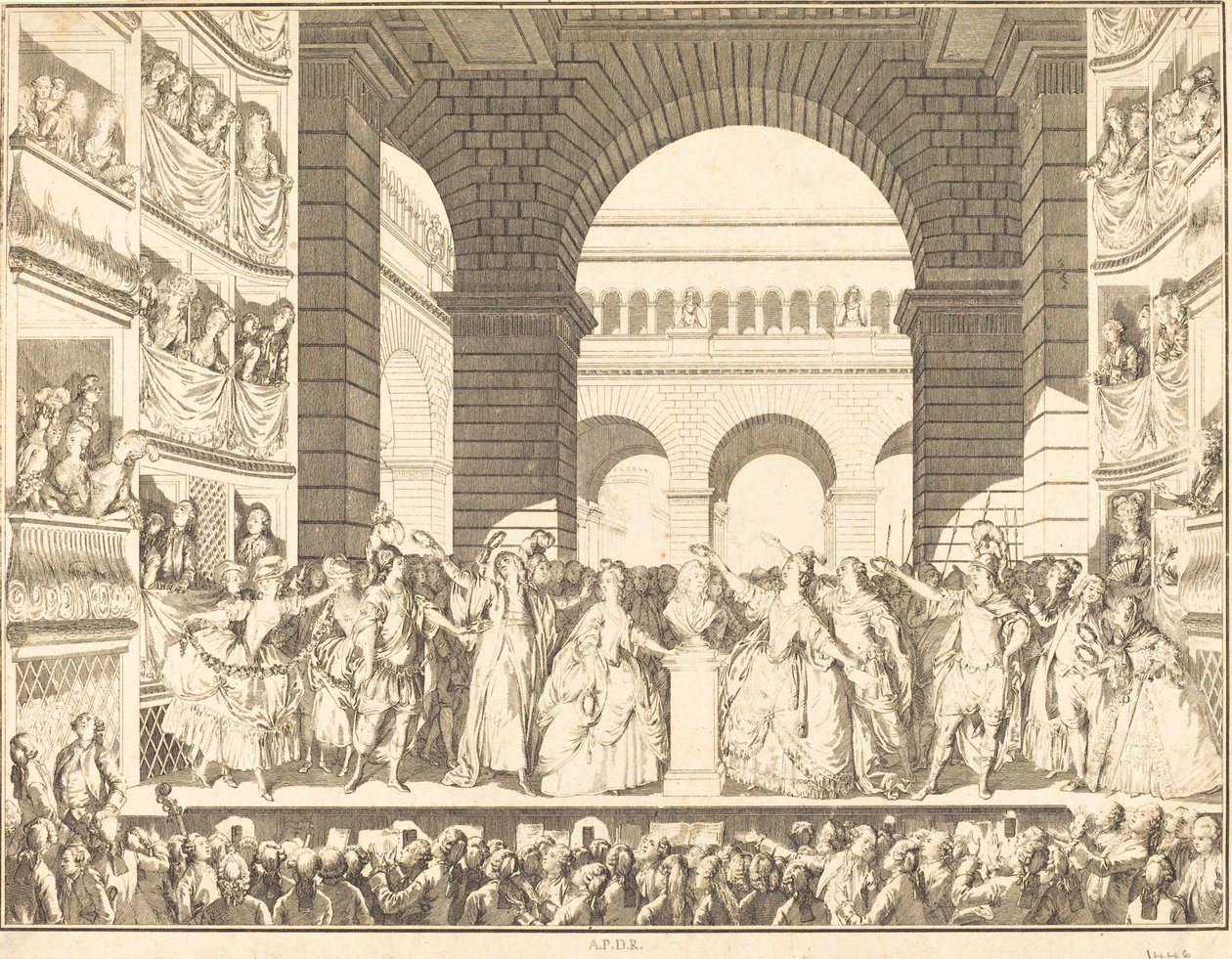 Krönung von Voltaire von Charles Etienne Gaucher after Jean Michel Moreau