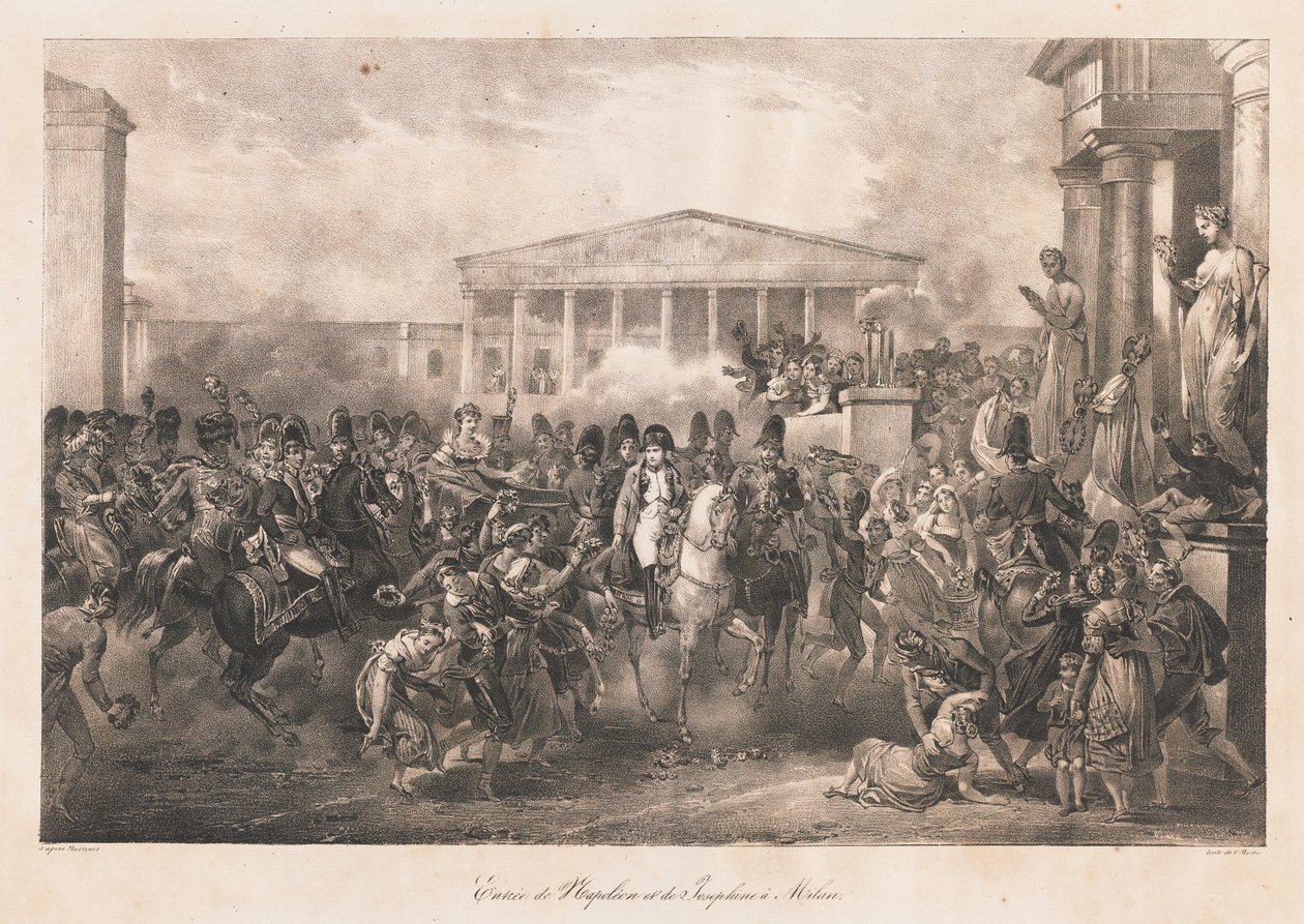 Einzug von Napoleon & Josephine in Mailand, frühes 19. Jahrhundert von Charles Etienne Pierre Motte