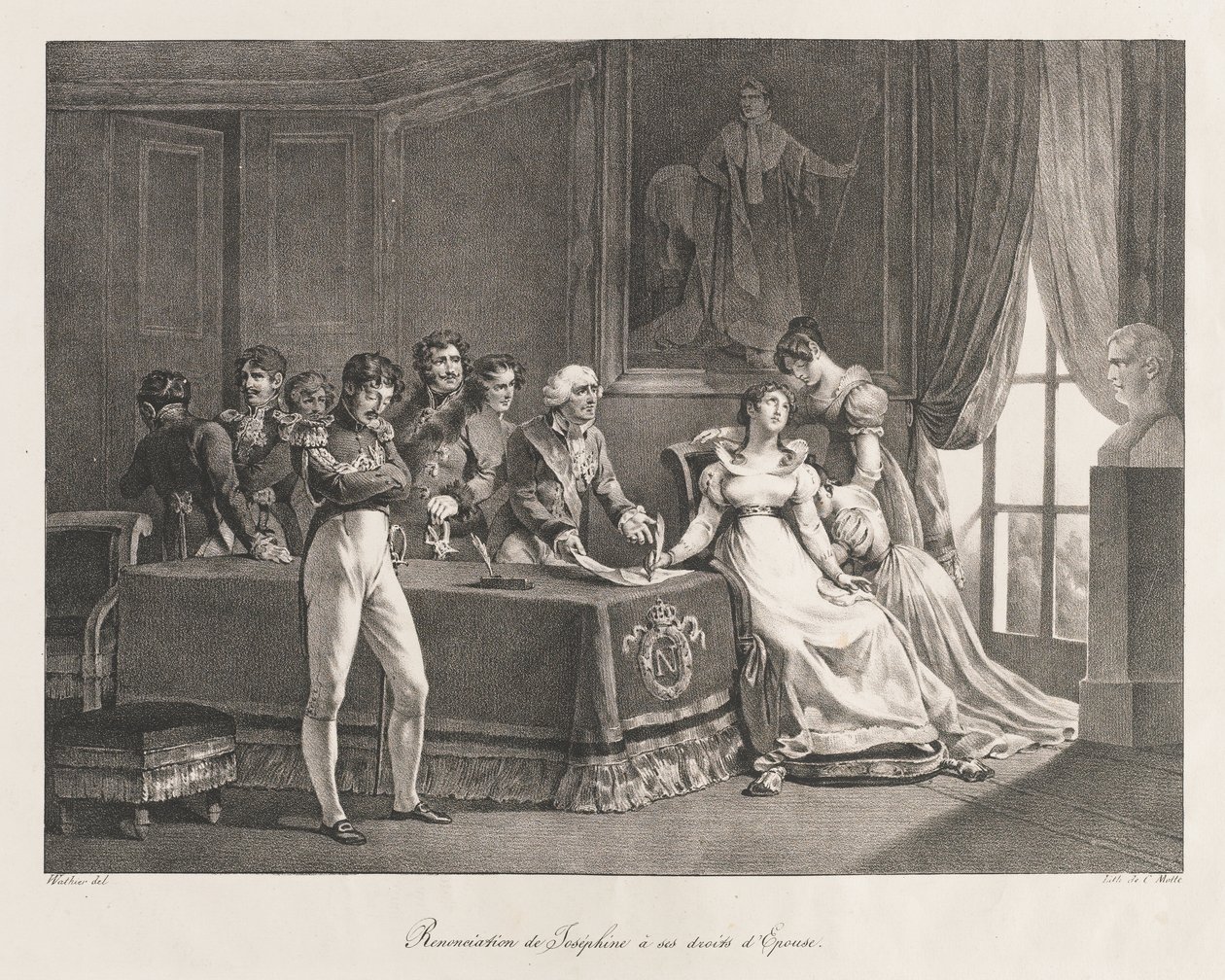 Josephine verzichtet auf ihre Rechte, frühes 19. Jahrhundert von Charles Etienne Pierre Motte