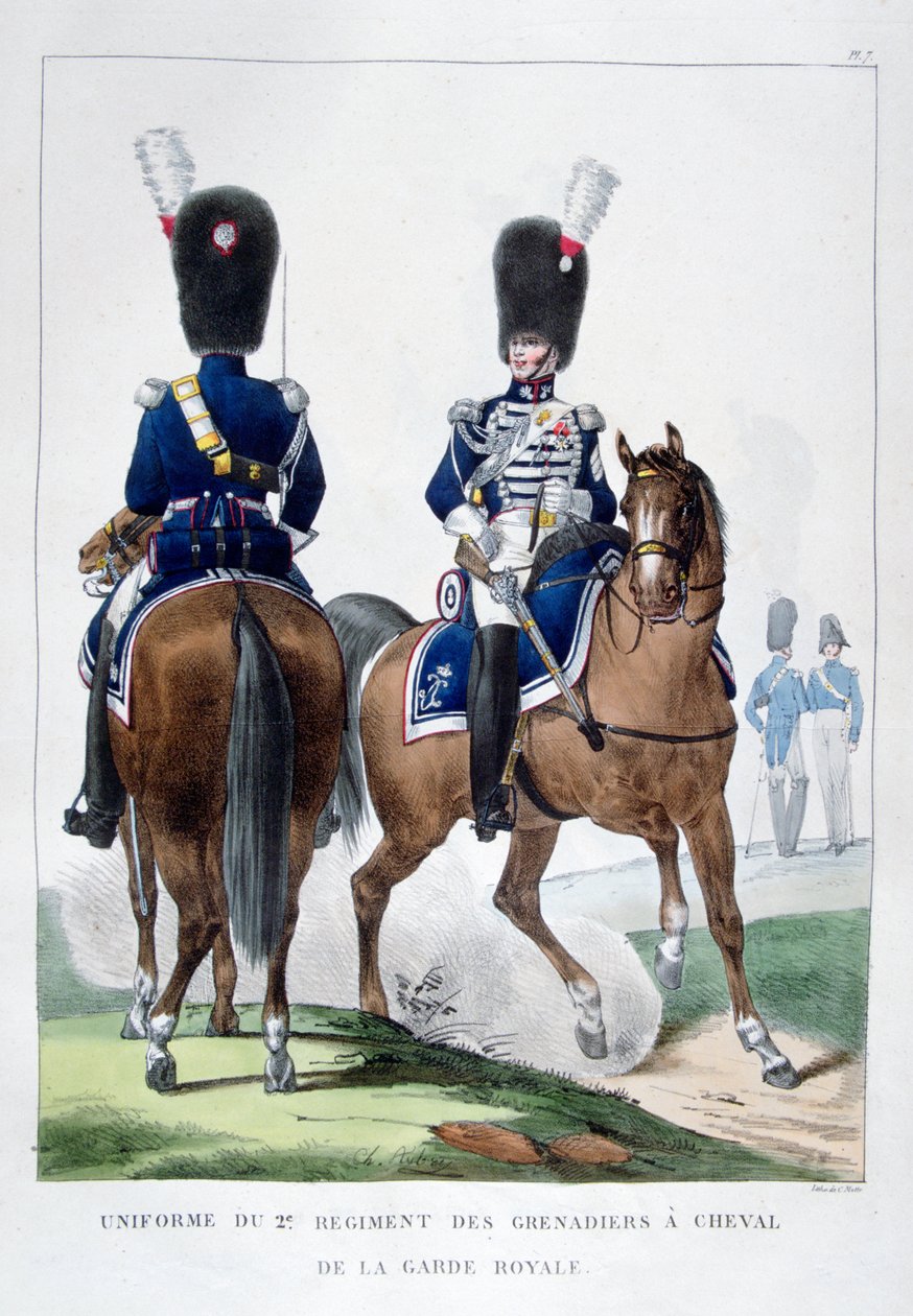 Uniform des 2. Regiments der Pferdegrenadiere, Frankreich, 1823 von Charles Etienne Pierre Motte
