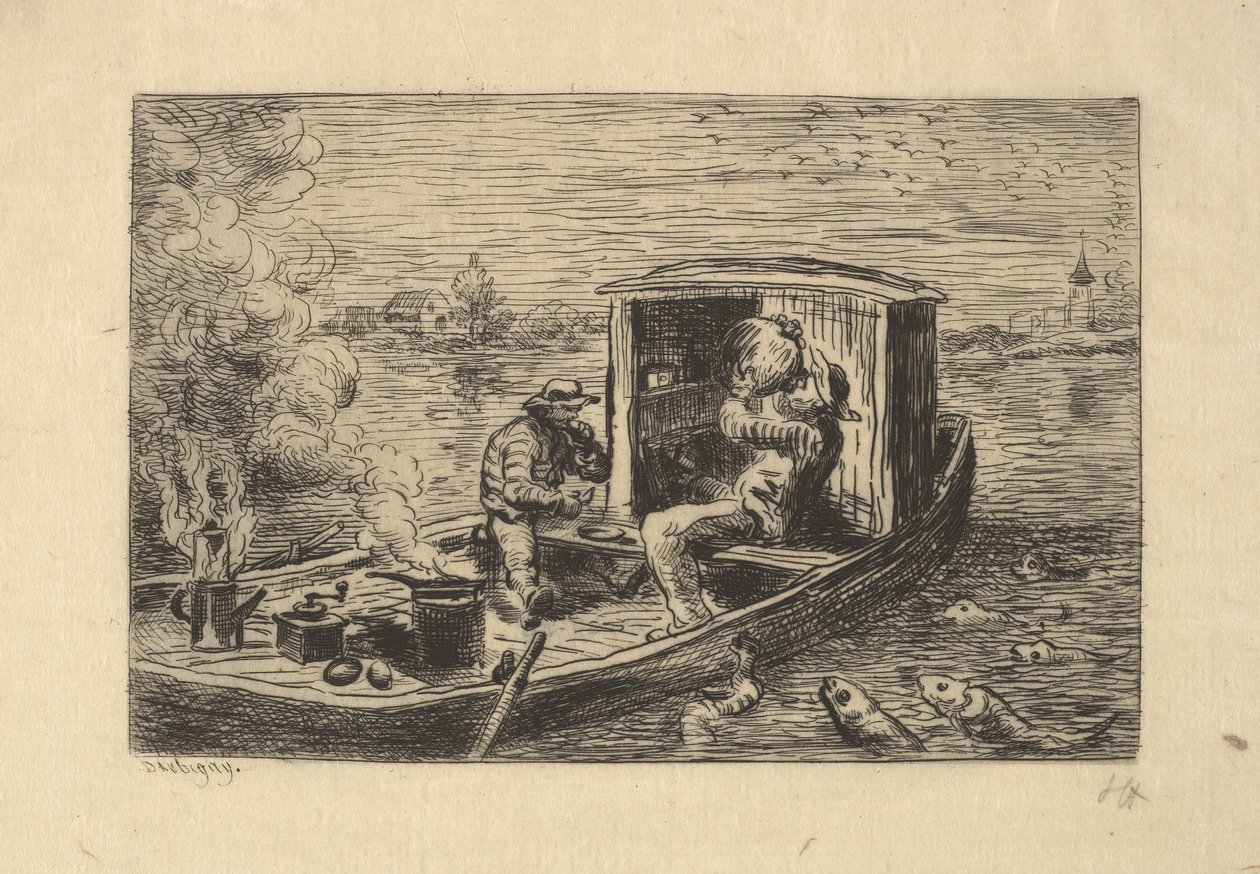 Ein Mahlzeit verschlingen, 1861 von Charles Francois Daubigny
