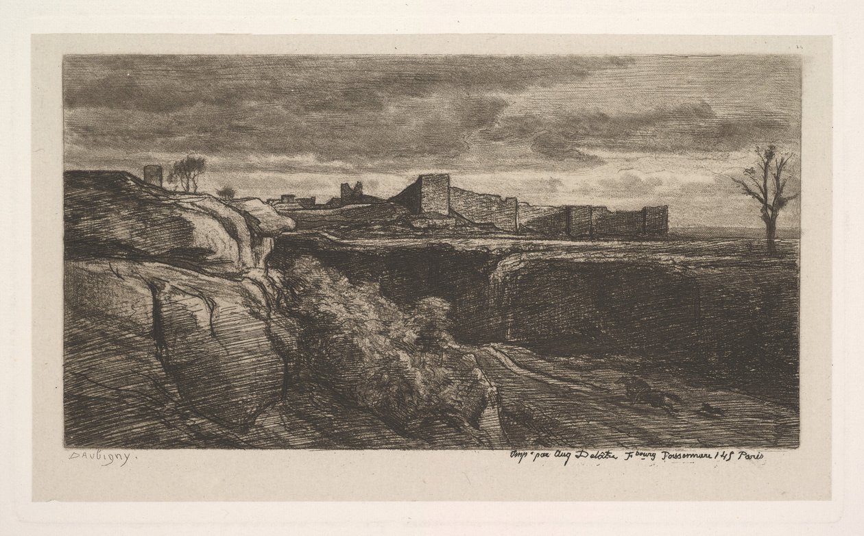 Ruinen des Schlosses von Crémieux Isère, 1850 von Charles Francois Daubigny