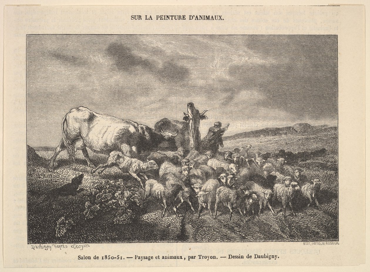 Salon de 1850-51, Landschaft und Tiere, von Troyon von Charles Francois Daubigny