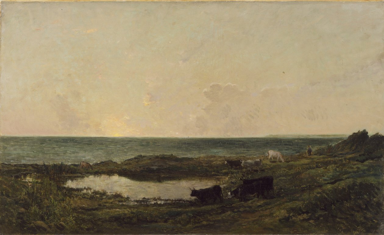 Sonnenuntergang an der Küste bei Villerville von Charles Francois Daubigny