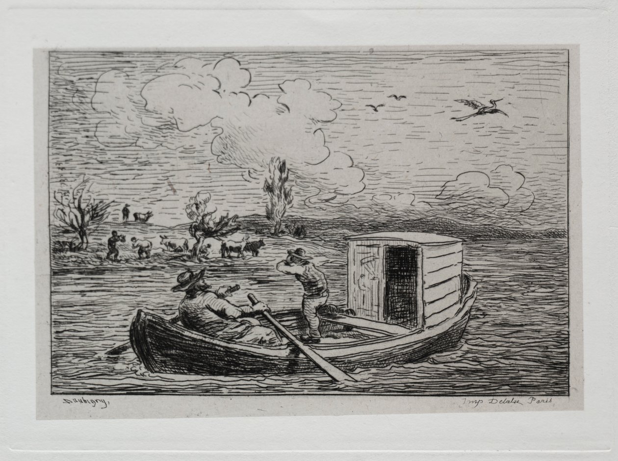 Die Bootsfahrt: Le Mot de Cambronne (Der Schimpfwortwechsel) von Charles Francois Daubigny