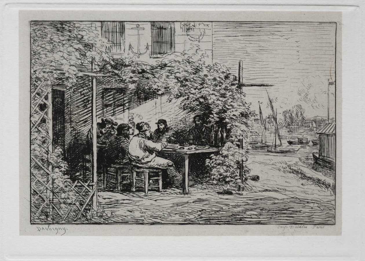 Die Bootsfahrt: Das Mittagessen vor dem Einschiffen in Asnières von Charles Francois Daubigny