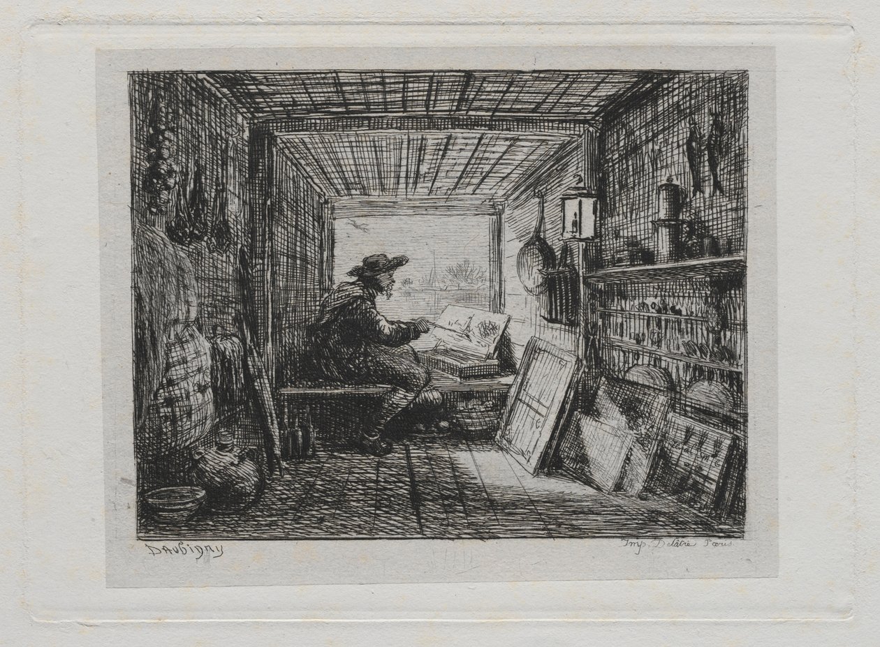 Die Bootsfahrt: Das Studio auf dem Boot, 1861 von Charles Francois Daubigny