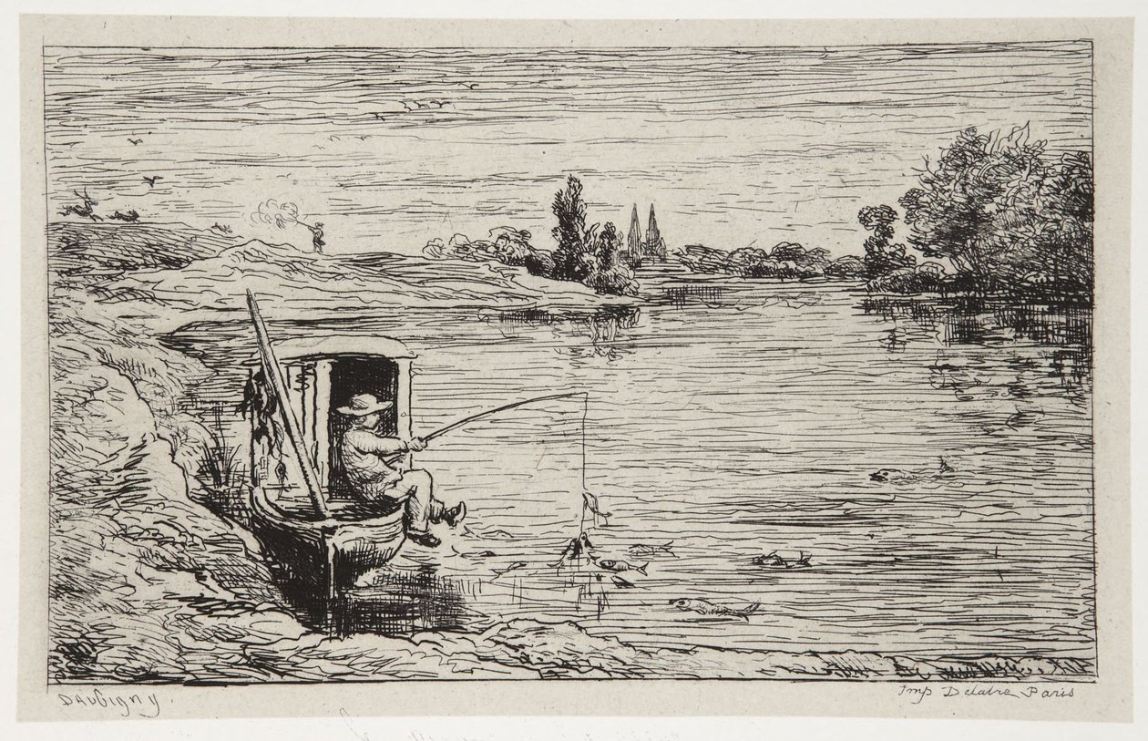 Der Schiffsjunge beim Angeln von Charles Francois Daubigny