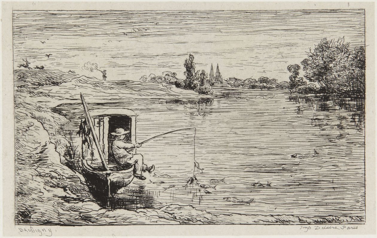Der Schiffsjunge beim Angeln von Charles Francois Daubigny