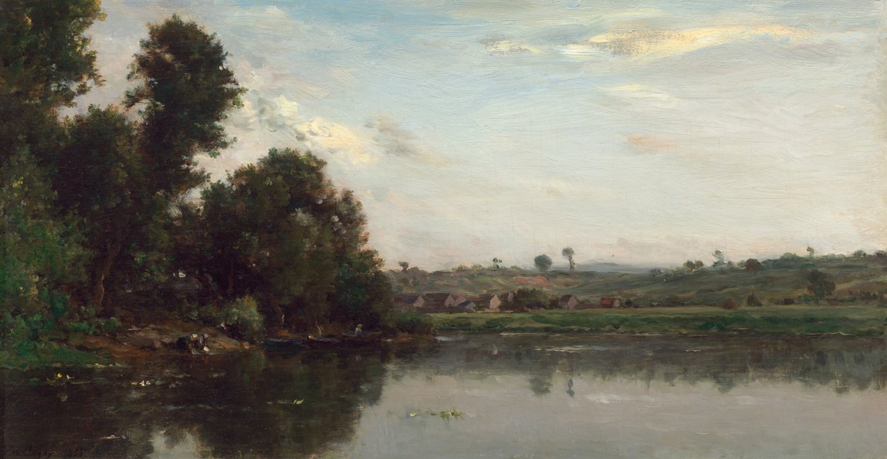 Waschfrauen am Fluss Oise bei Valmondois von Charles Francois Daubigny