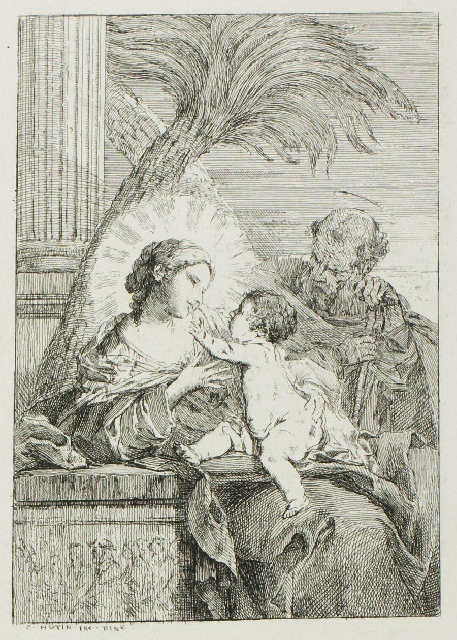 Ruhe der Heiligen Familie in Ägypten von Charles Francois Hutin