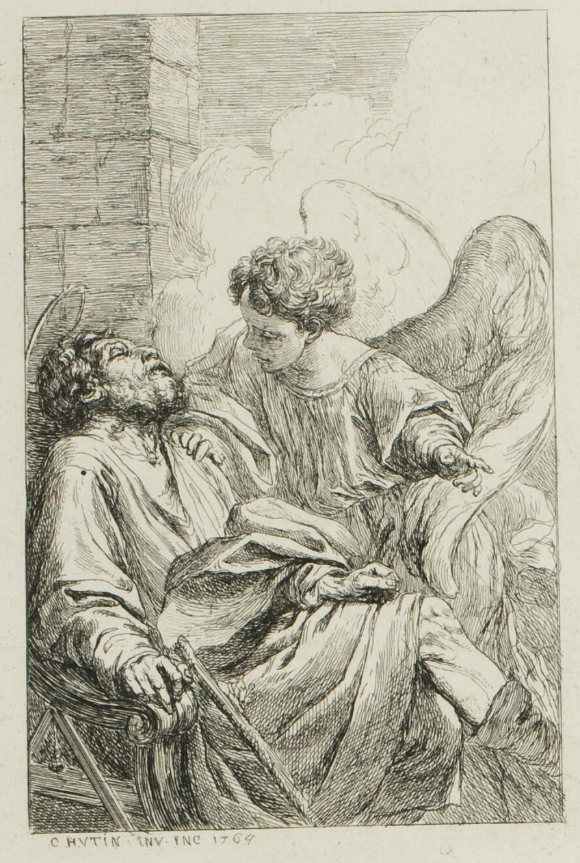 Die Vision des Heiligen Joseph in Ägypten von Charles Francois Hutin