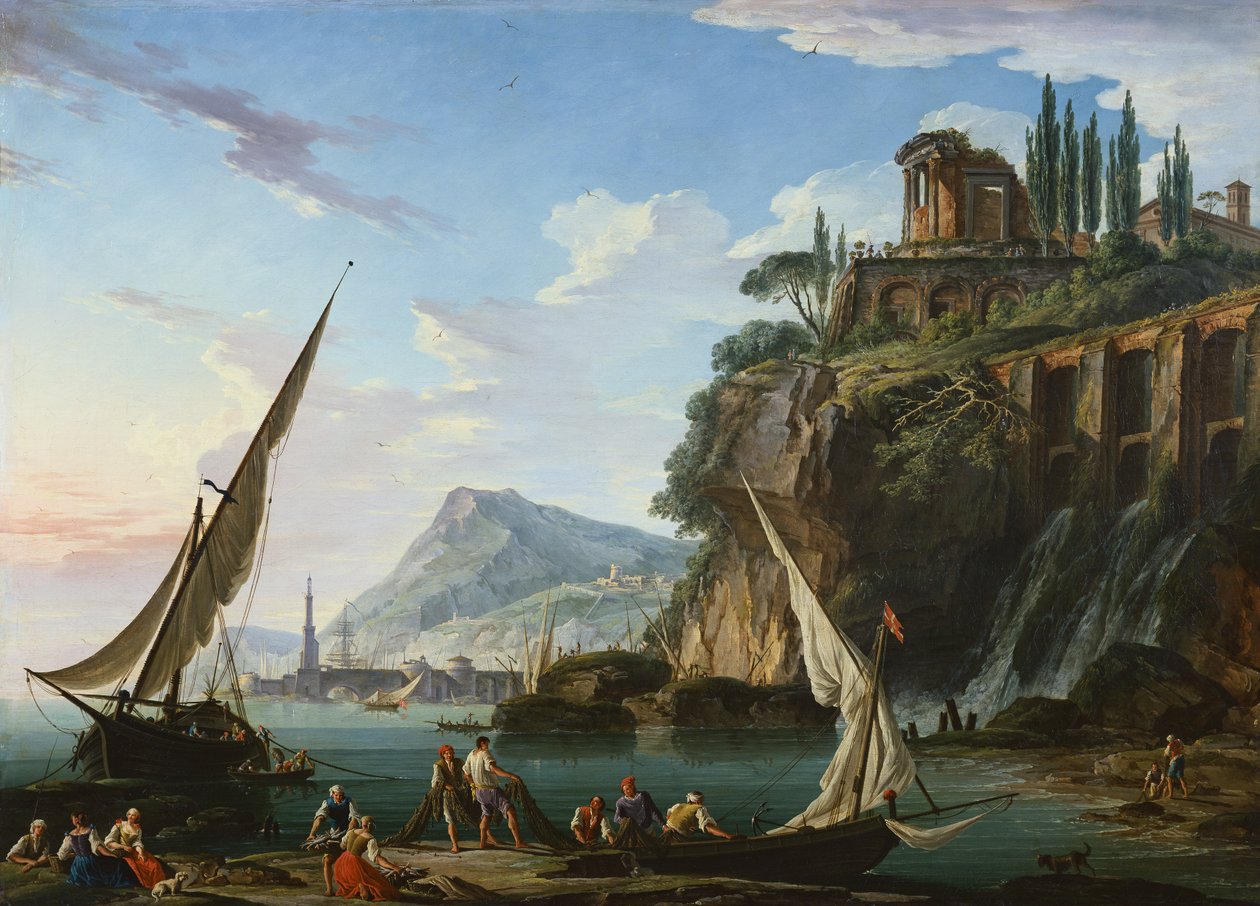 Küstenlandschaft mit dem Tempel der Sibylle, Tivoli von Charles Francois Lacroix de Marseille