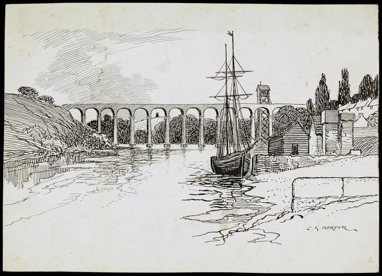 Calstock-Viadukt, Cornwall, ca. 1907-ca. 1943 von Charles George Harper