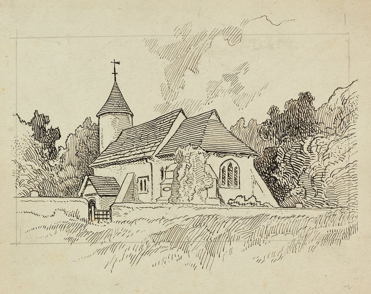 Außenansicht einer unbekannten Kirche von Charles George Harper