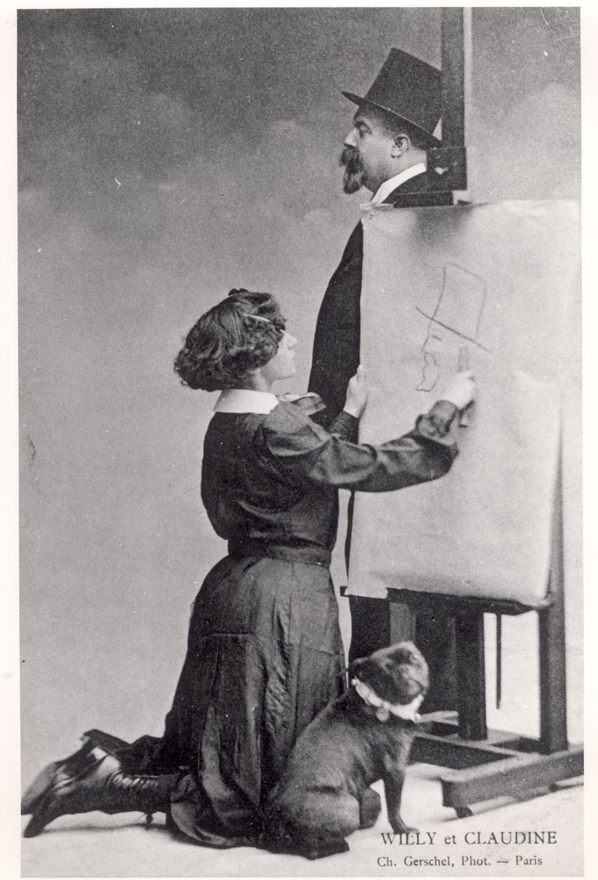 Postkarte mit Colette und ihrem Ehemann Willy von Charles Gerschel