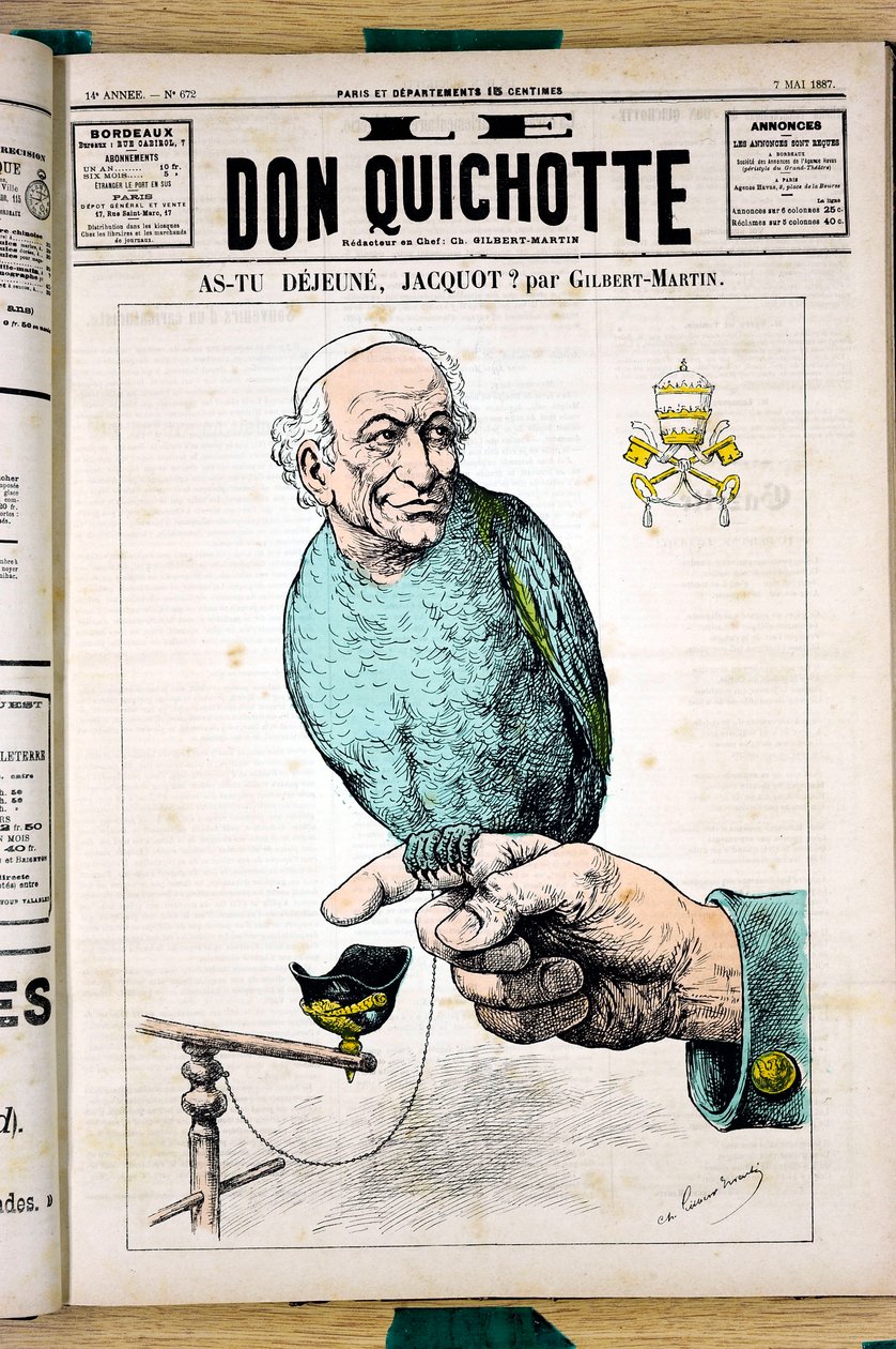 Titelblatt von „Le Don Quixote“, Nummer 672, Satirisch in Farben von Charles Gilbert Martin