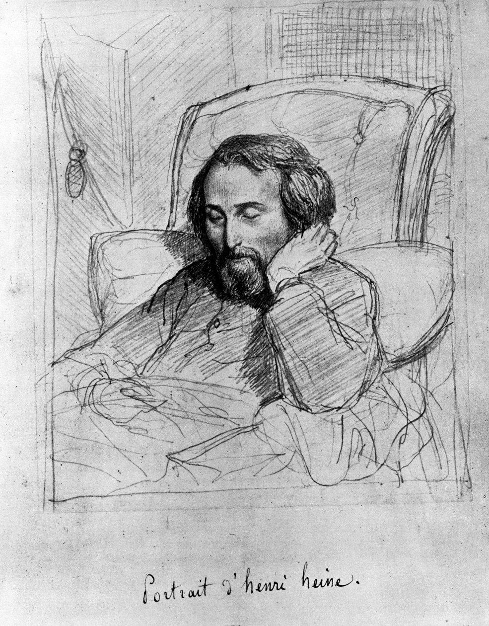 Heinrich Heine (1797-1856), deutscher Schriftsteller. Zeichnung von Charles Gleyre. von Charles Gleyre