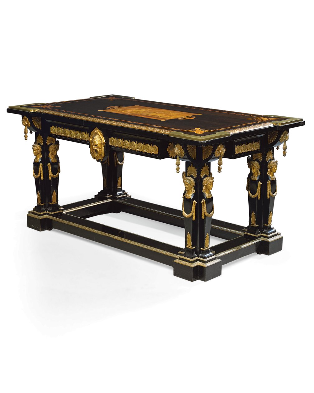 Napoleon III Tisch, entworfen von Jean Brandely, Marketerie von E. Varlot, Paris, ca. 1850-75 von Charles Guillaume Diehl