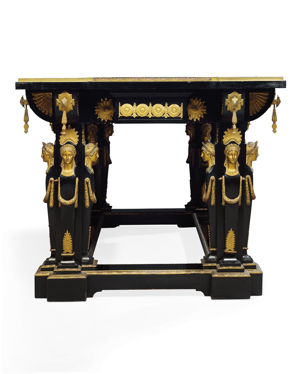 Napoleon III Tisch, entworfen von Jean Brandely, Marketerie von E ...
