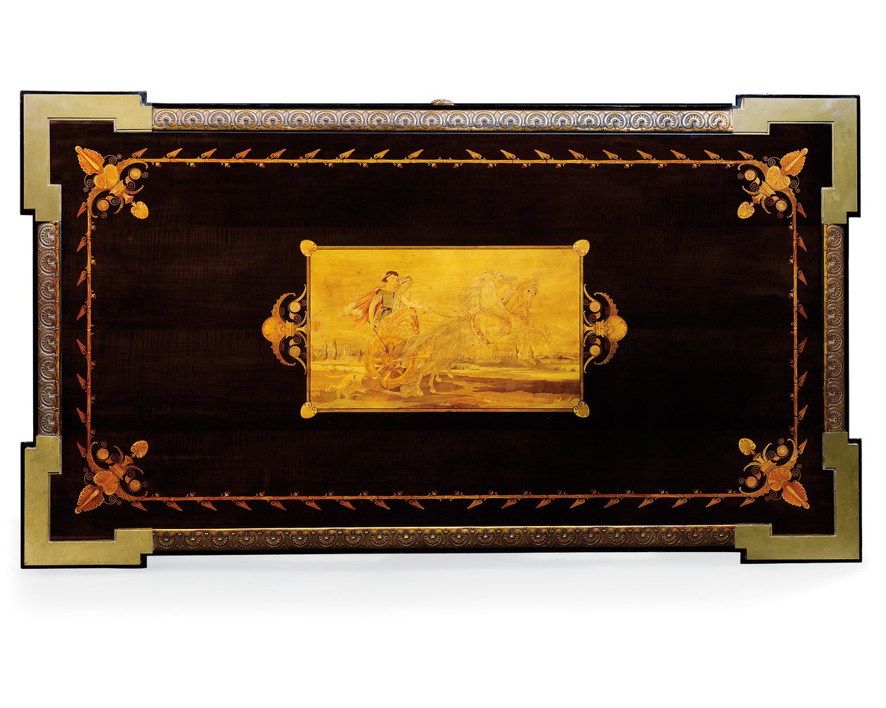 Napoleon III Tisch, entworfen von Jean Brandely, Marketerie von E ...
