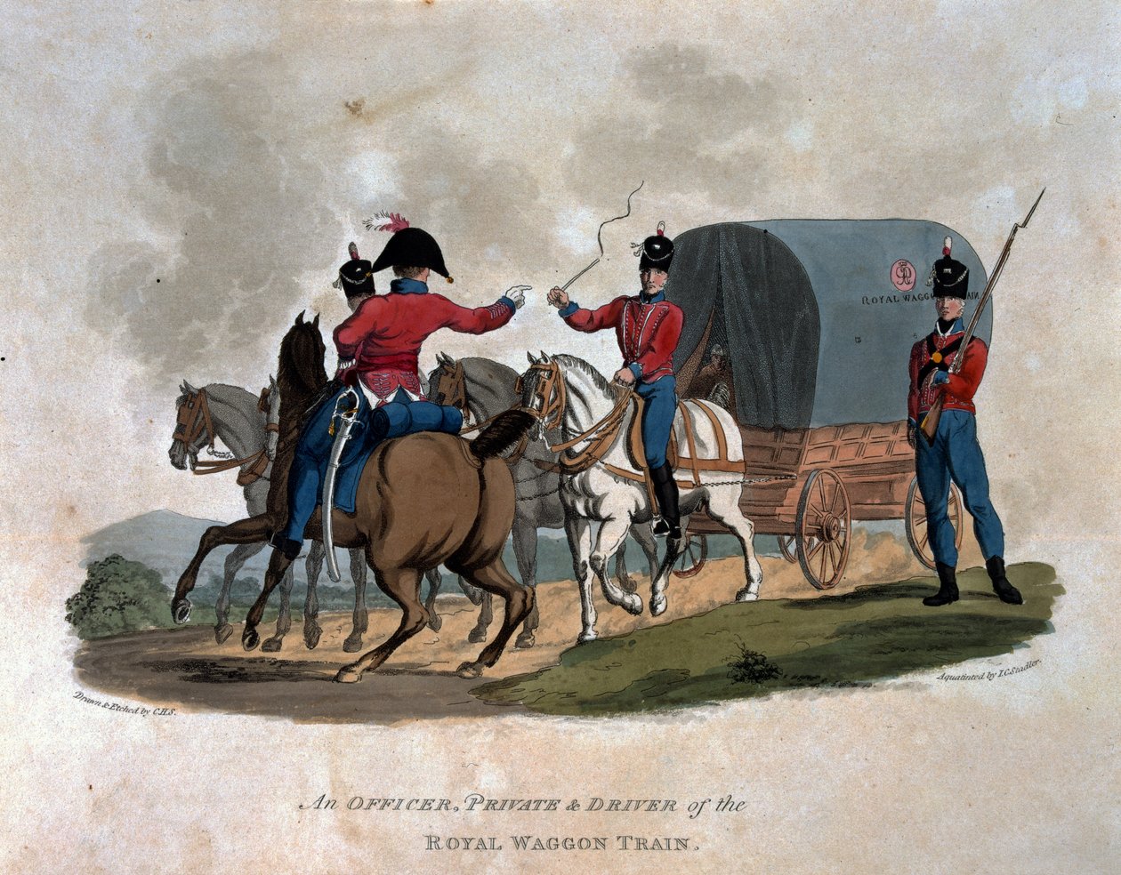 Ein Offizier, Soldat und Fahrer des Royal Waggon Train, aus 